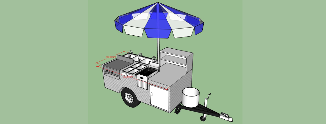 small hot dog cart with refrigerator design